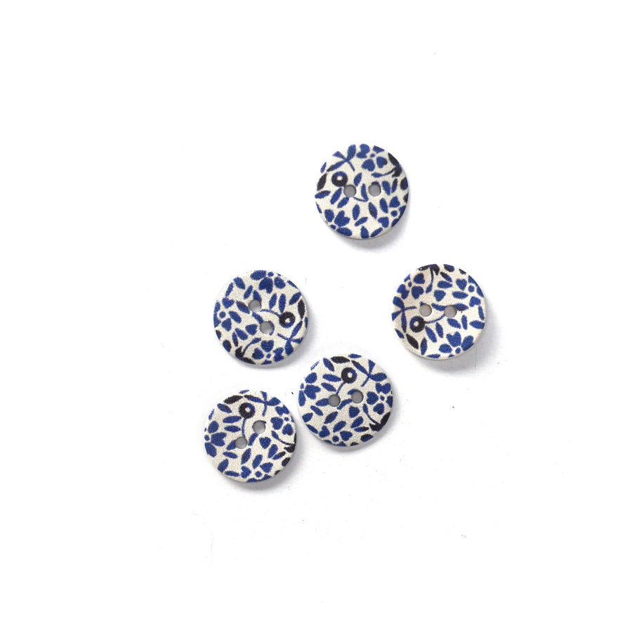 Blue Floral Buttons - 2 Sizes