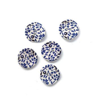 Blue Floral Buttons - 2 Sizes