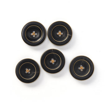 Rimmed Black Burnt Edge Buttons - 2 Sizes