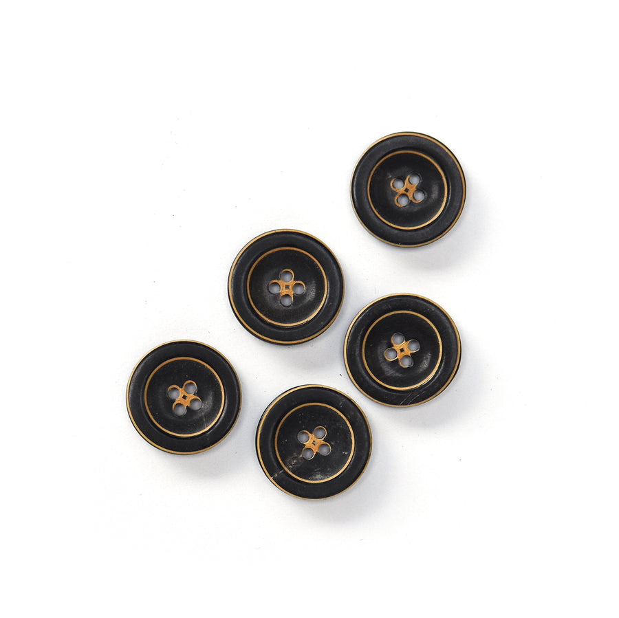 Rimmed Black Burnt Edge Buttons - 2 Sizes