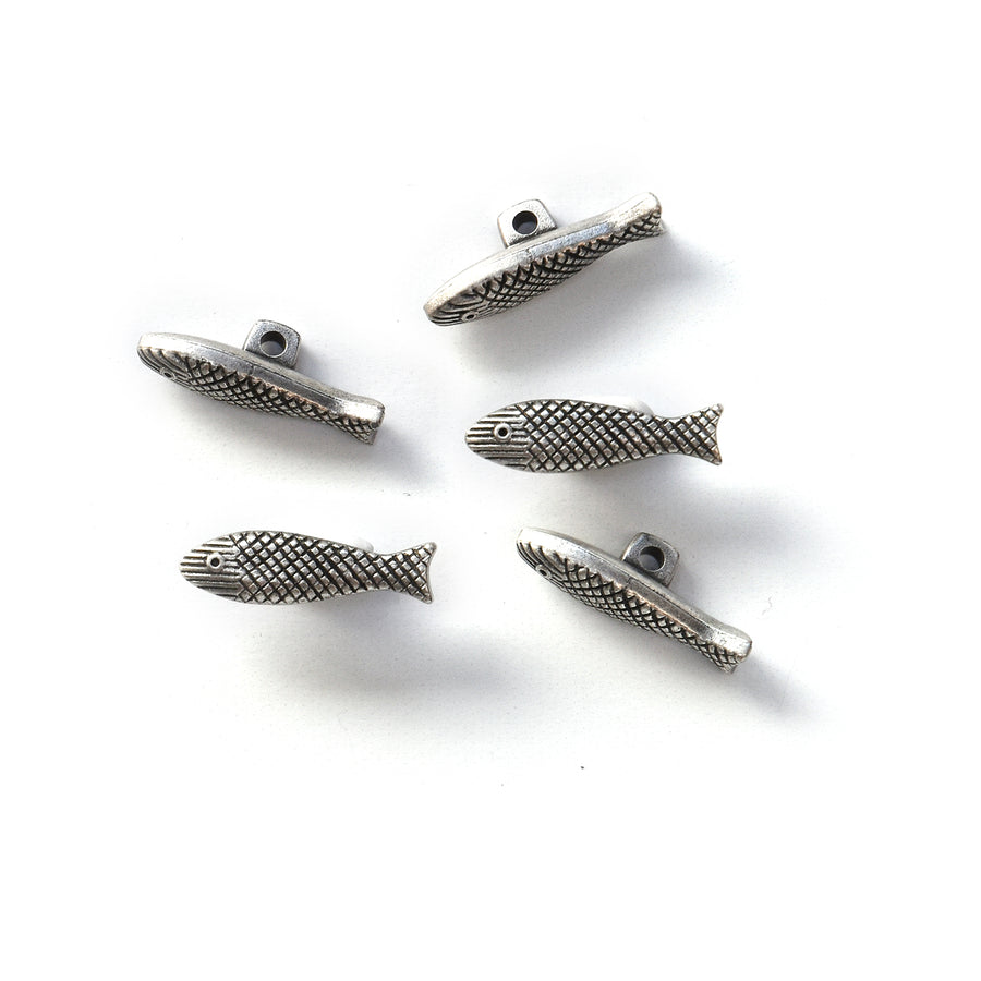 Metallic Silver Fish Buttons